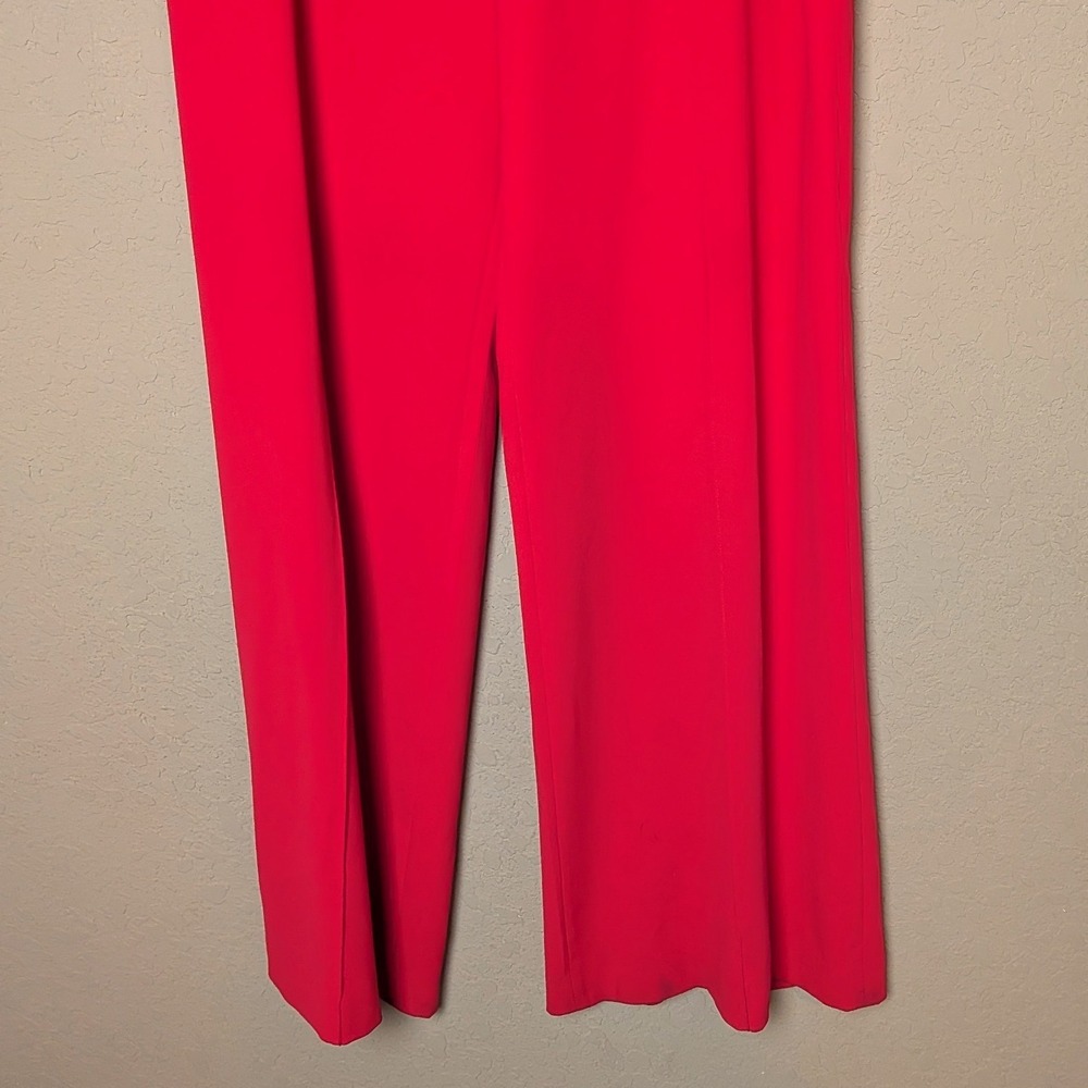 Alice + Olivia Red Wide-Leg Dress Pants Long Inseam 35" Crepe Trousers Sz 14 - Picture 5 of 9